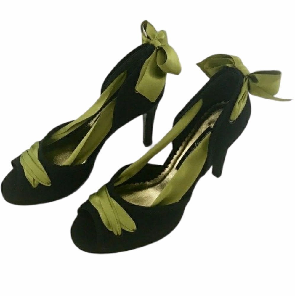 BEVERLY FELDMAN Queen B Vintage Style Ribbon Heels - Picture 1 of 7